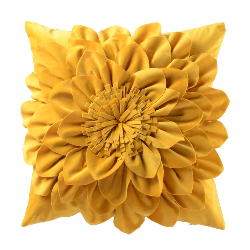 Oiseauvoler Decorative 3D Flower Throw Pillow Covers Soft Velvet Handmade Pillowcases Cushion Covers For Couch Bed Living Room H