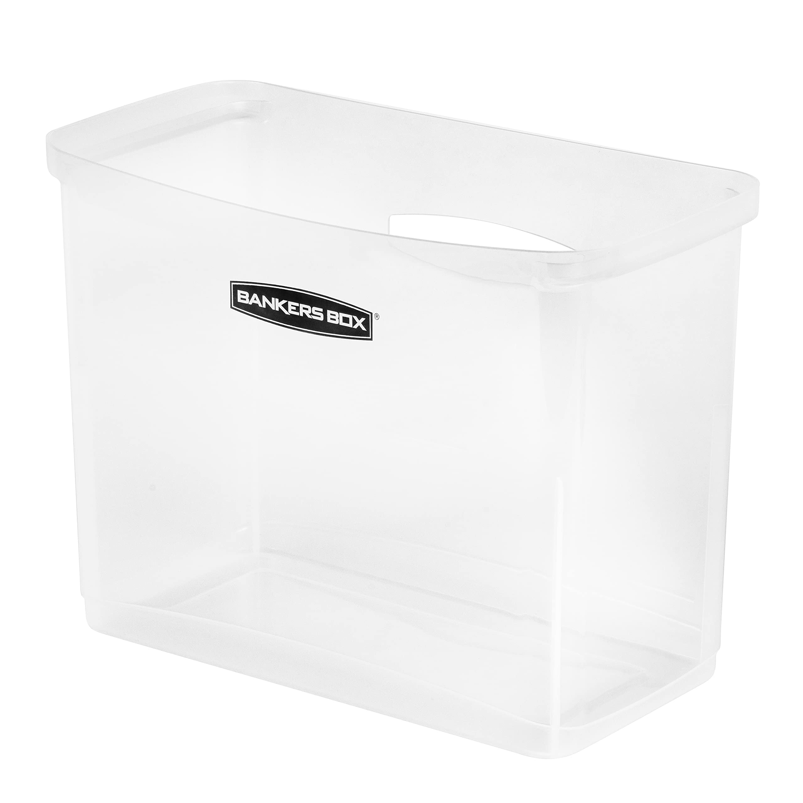 Bankers Box 1 Pack Portable Open Desktop Plastic File Storage Box With Hanging Rails, Side Handle, Organizer Bin, Letter