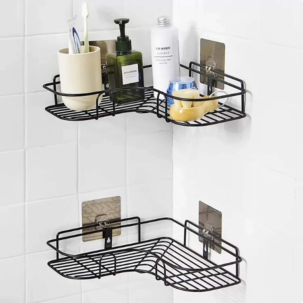 Aatamiy SelfAdhesive Metal Bathroom Corner Rack Shelf Organizer Wall Mounted Bathroom Storage Rack Shelves Multipurpose Hanging
