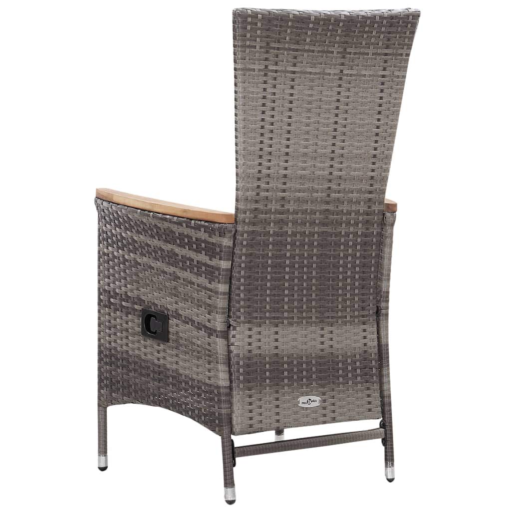 vidaXL Patio Lounge Set with Cushion 3 Pieces Garden Outdoor Balcony Backyard Terrace Sofa Seating Home Furniture Poly Rattan Gray