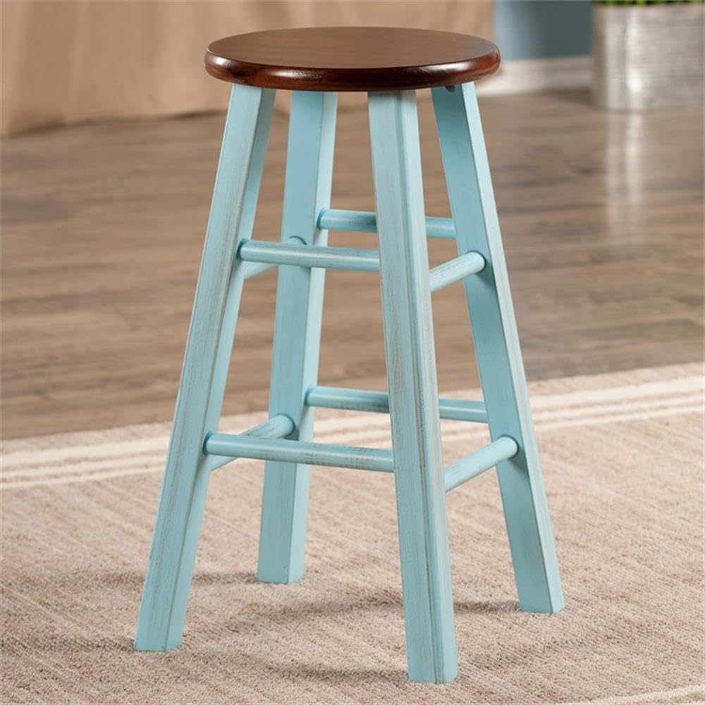 Winsome Wood Ivy Counter Stool, Rustic Light Blue and Walnut, 24'