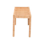 Baxton Studio Abelia Modern Bohemian Natural Rattan and Mahogany Wood Long Accent Bench