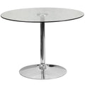 Flash Furniture Hills 39.25'' Round Glass Dining Table with 29''H Chrome Base, Decorative Narrow Round Tempered Glass Cocktail Table, Clear/Silver