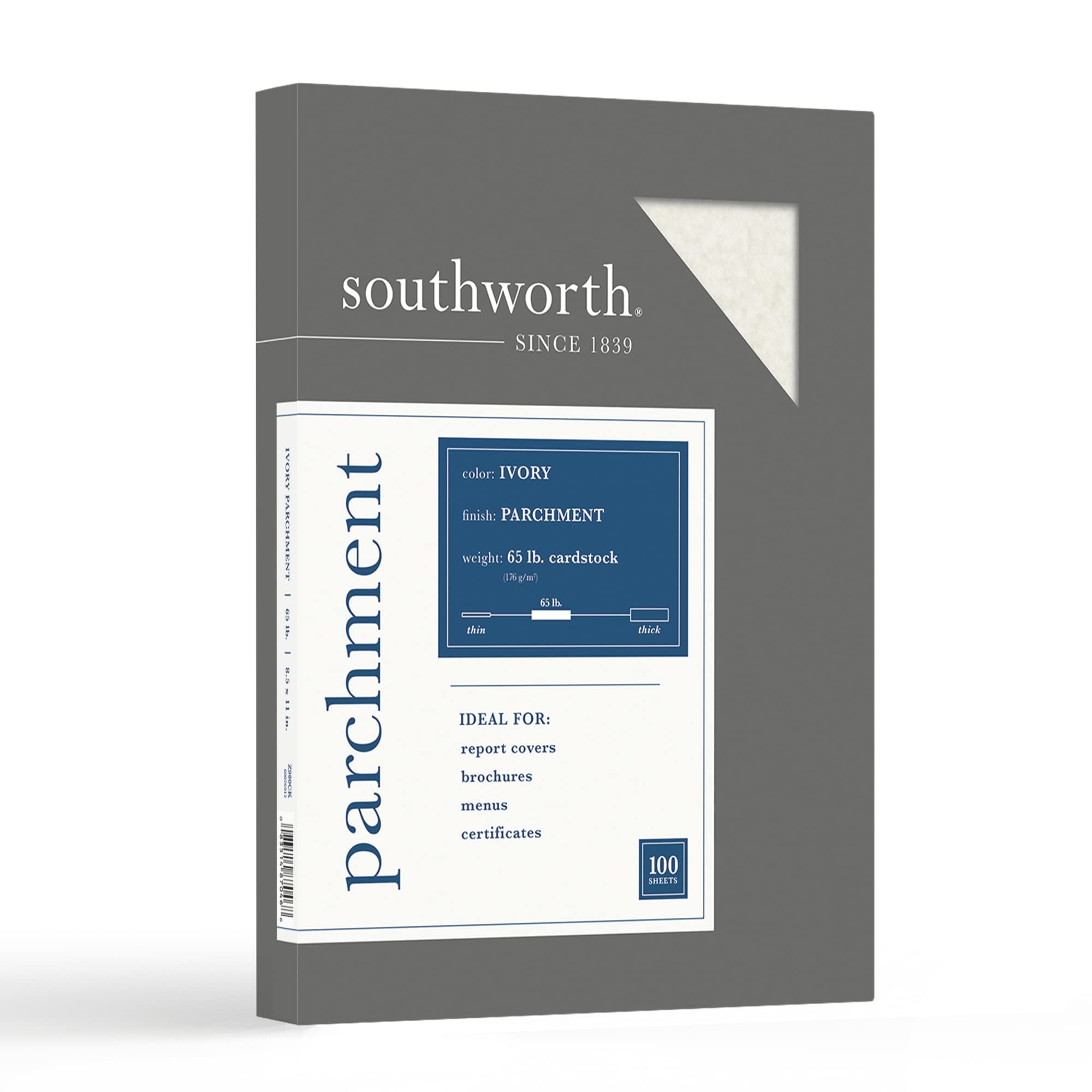 Southworth Parchment Specialty Paper, 8 1/2' X 11', 65 Lb, Ivory, Pack Of 100