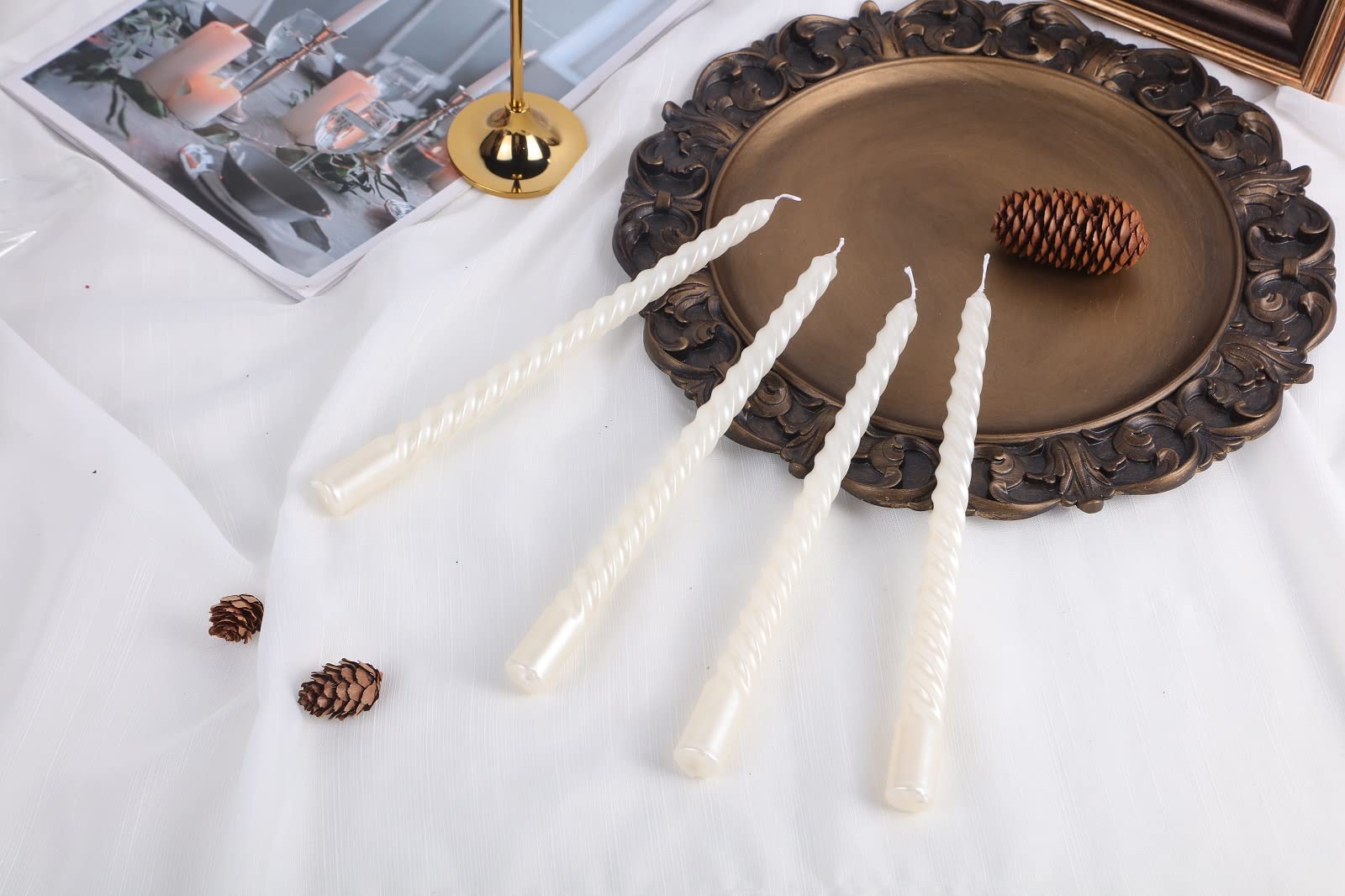 Kemladio 8 Pcs 10 Inch White Taper Candles, Burning Unscented Tapered Candles 8 Hrs, Long Candle Sticks,Dinner Candle,Tall Candl