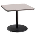 National Public Seating Nps 36&Quot; Square Cafe Table With Round Base, 30&Quot; Height, Particleboard Core/T-Mold, Grey Nebula Top, Black Frame