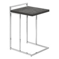 Monarch Specialties I 3637 Accent Table, C-Shaped, End, Side, Snack, Living Room, Bedroom, Metal, Laminate, Grey, Chrome, Contemporary, Modern