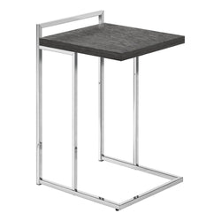 Monarch Specialties I 3637 Accent Table, C-Shaped, End, Side, Snack, Living Room, Bedroom, Metal, Laminate, Grey, Chrome, Contemporary, Modern