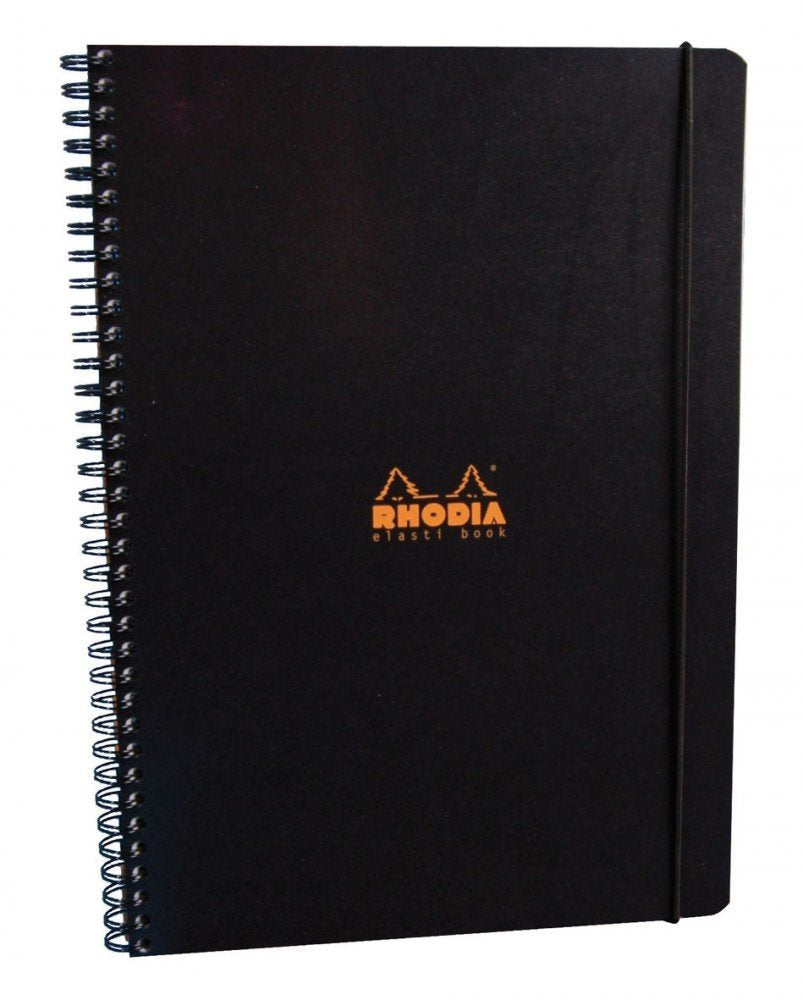 Rhodia Elasti Book - Lined W/Margin 80 Sheets - Black Cover, 8 1/4 X 11 3/4, (193819)