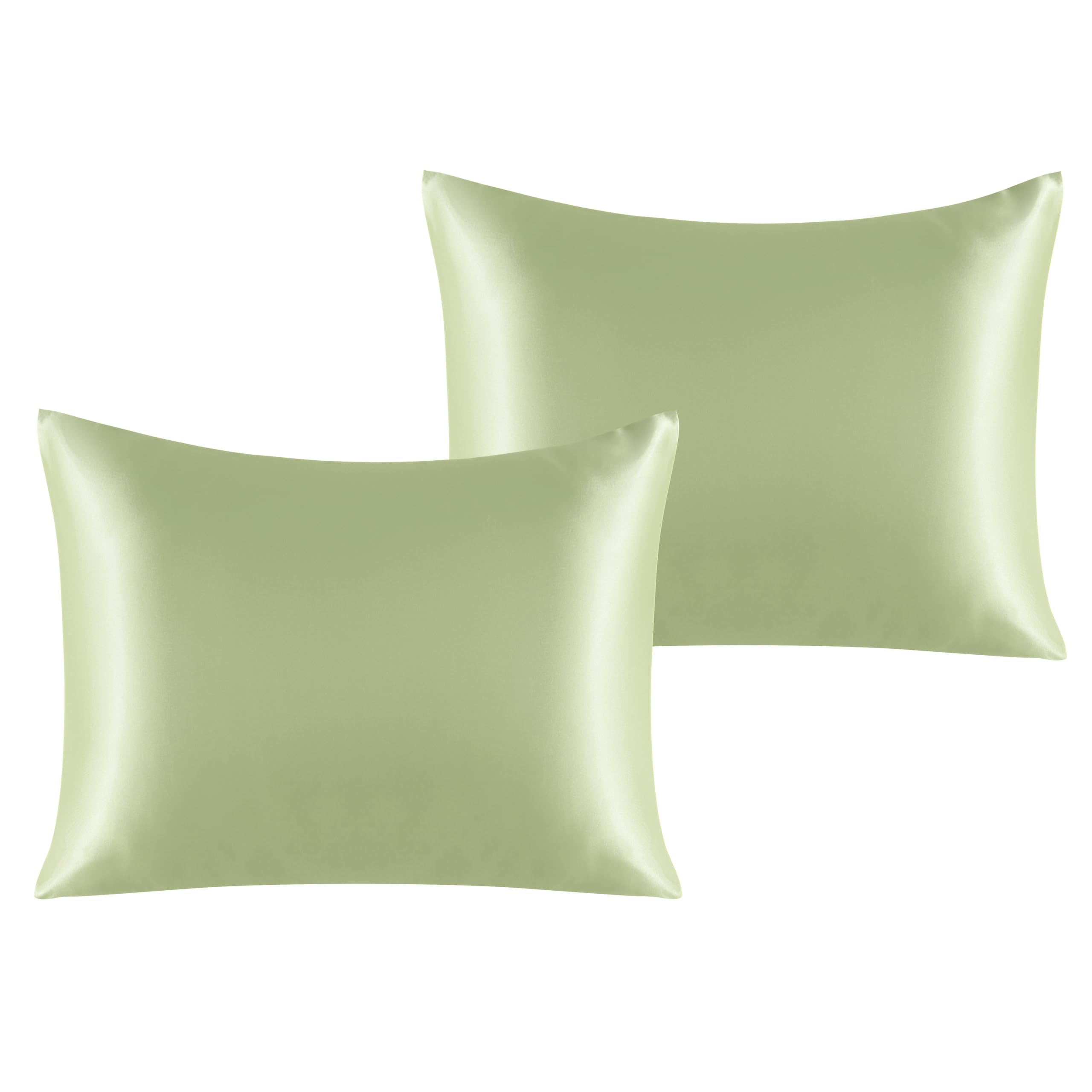 Ntbay 2 Pack Satin Standard Pillowcases For Hair And Skin, Luxurious And Silky Pillow Cases With Envelope Closure, 20X26 Inches, Sage Green