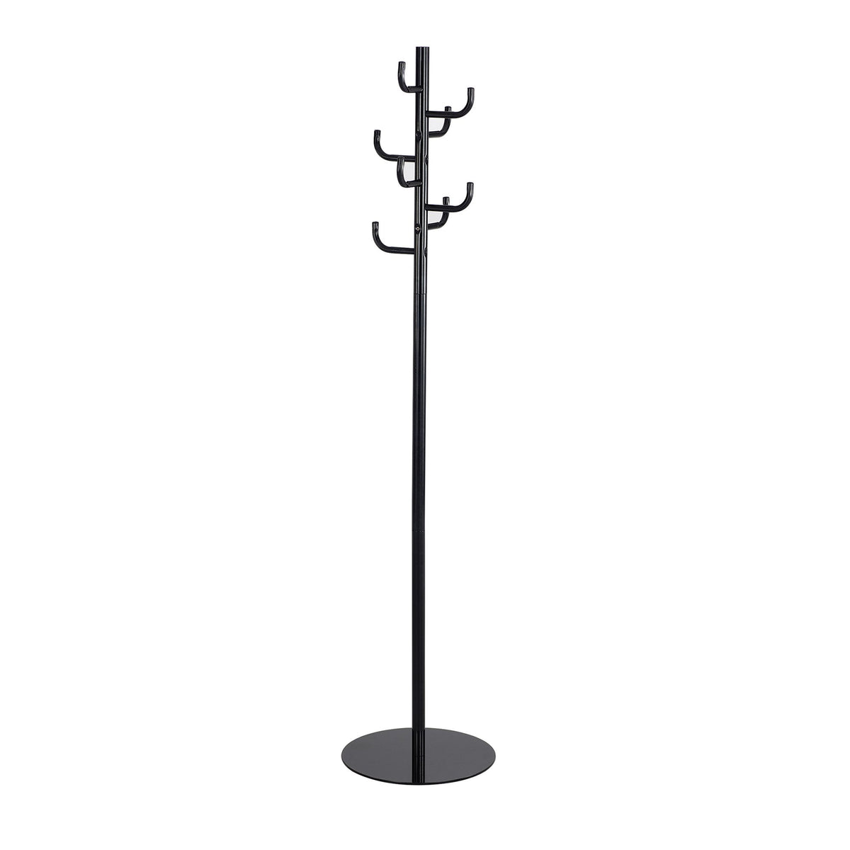 Safco Hook Head Coat Rack, Freestanding Hat And Jacket Hanger With 8 Rounded Edge Hooks, Durable Black Powder Coat Finish