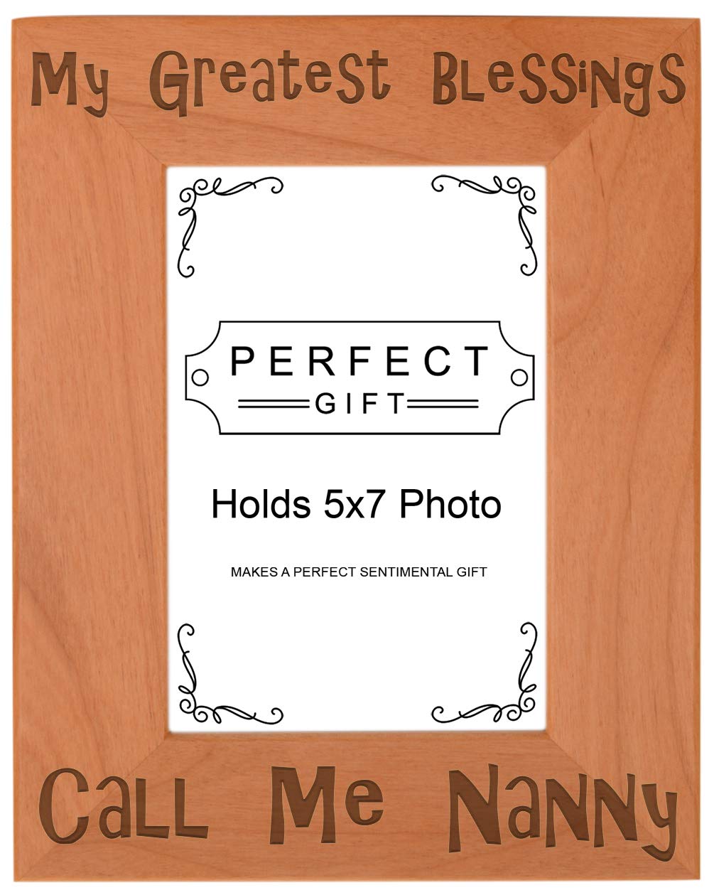ThisWear Nanny Gifts For Women Blessings Call Me Nanny Wood Engraved Portrait 5x7 Photo Frame