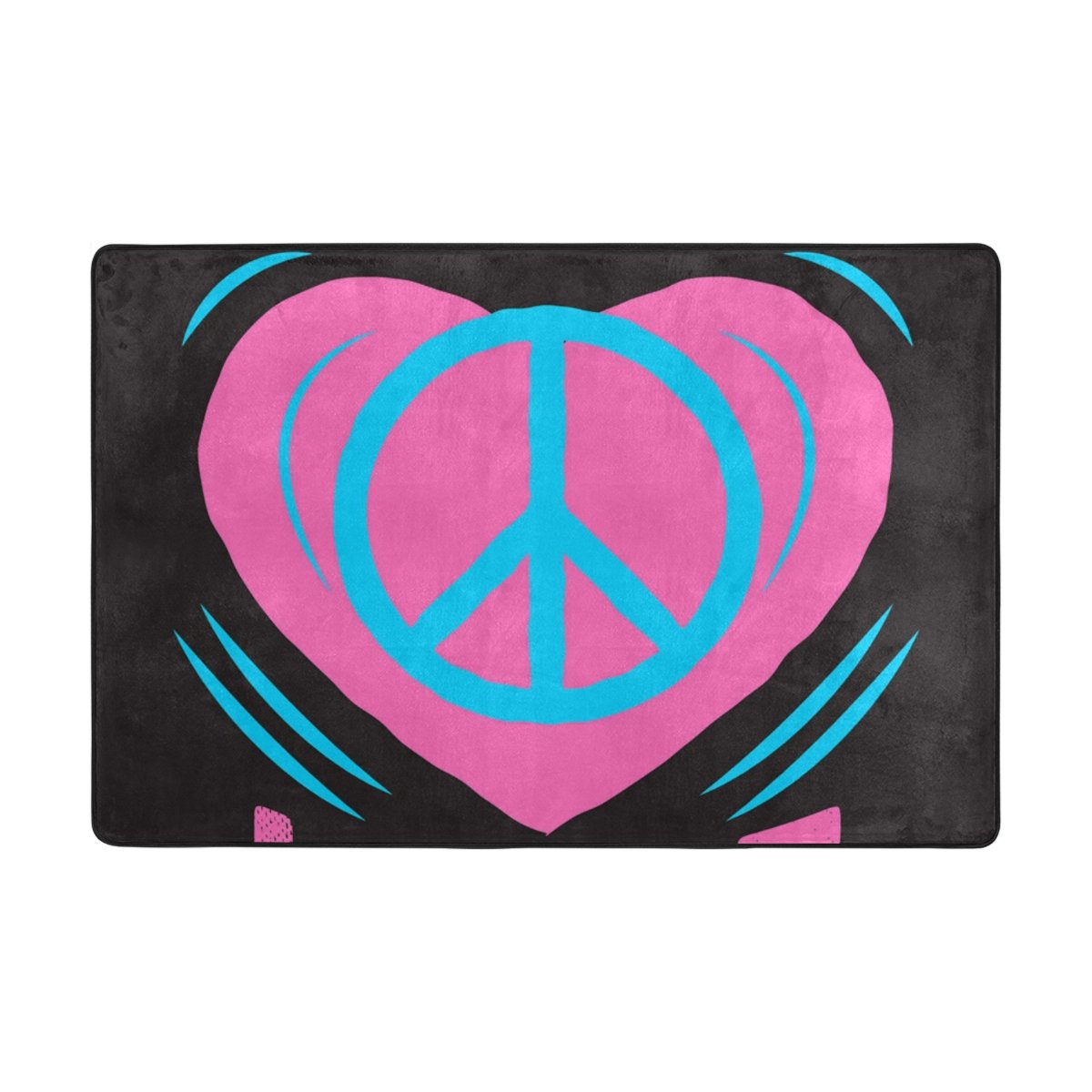 My Little Nest Area Rug Peace Love Lightweight Non-Slip Soft Mat 4' X 6', Memory Sponge Indoor Outdoor Decor Carpet For Entrance Living Room Bedroom Office Kitchen Hallway