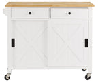 Crosley Furniture Laurel Rolling Kitchen Island Cart, Microwave Stand, Coffee Bar, with Shelves and Drawers, White