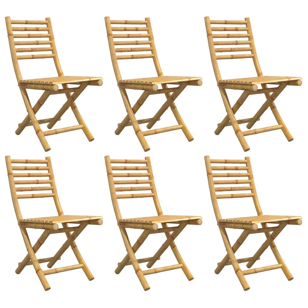 vidaXL 6 pcs Bamboo Folding Patio Chairs - Outdoor/Garden Chair - 16.9x21.3x34.6 - Elegant, Durable, and Water-Resistant - Easy Storage - Comfortable Seating - Brown