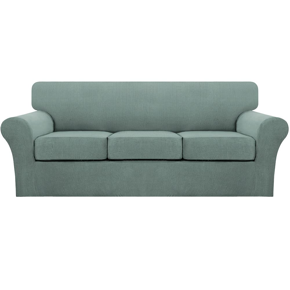 4 Piece Sofa Covers For 3 Cushion Couch Sofa Slipcover Soft Couch Cover For Dogs-Washable Sofa Furniture Covers With 3 Individual Cushion Covers, Feature Jacquard Fabric (3 Cushion Sofa, Dark Cyan)