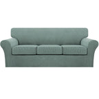 4 Piece Sofa Covers For 3 Cushion Couch Sofa Slipcover Soft Couch Cover For Dogs-Washable Sofa Furniture Covers With 3 Individual Cushion Covers, Feature Jacquard Fabric (3 Cushion Sofa, Dark Cyan)