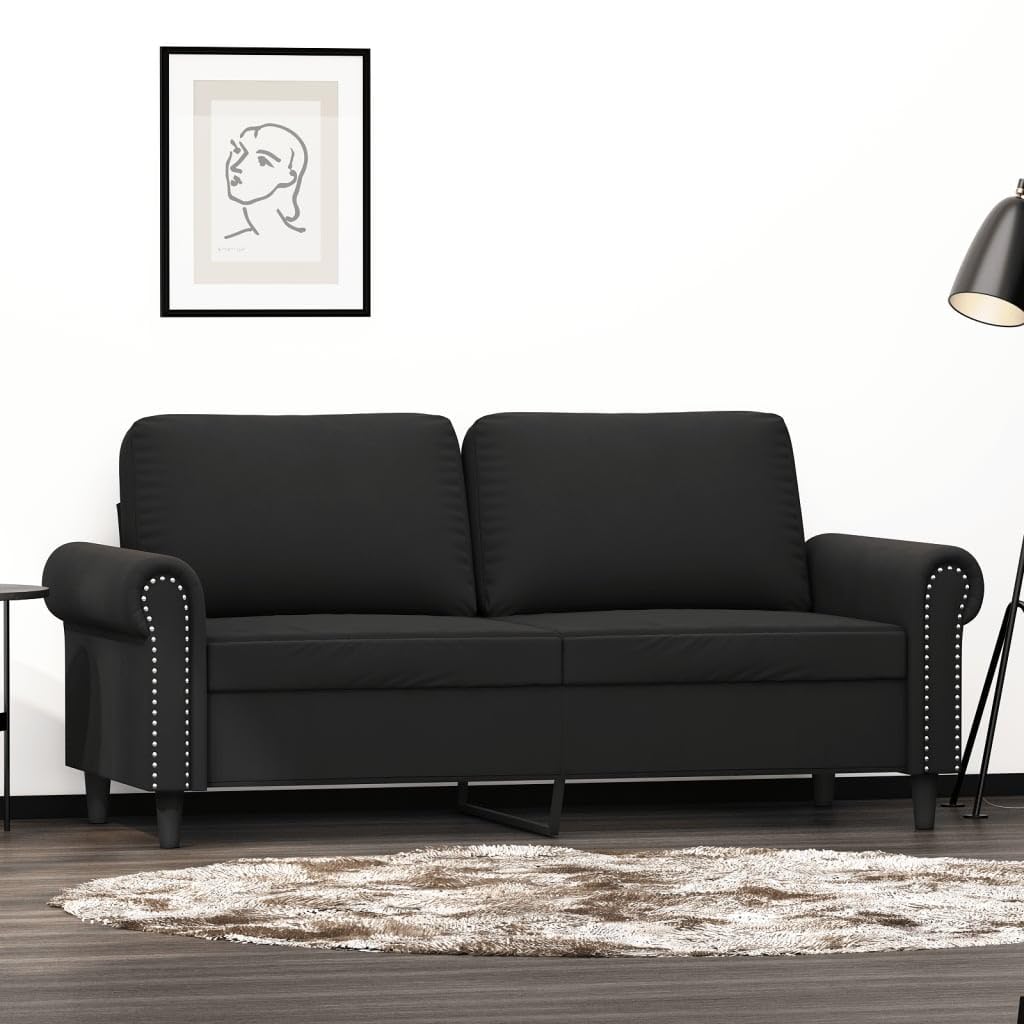 vidaXL 2-Seater Sofa in Black Velvet with Sturdy Metal Frame and Luxurious Comfort, Ideal for Living Room, Lounge, or Office Seating