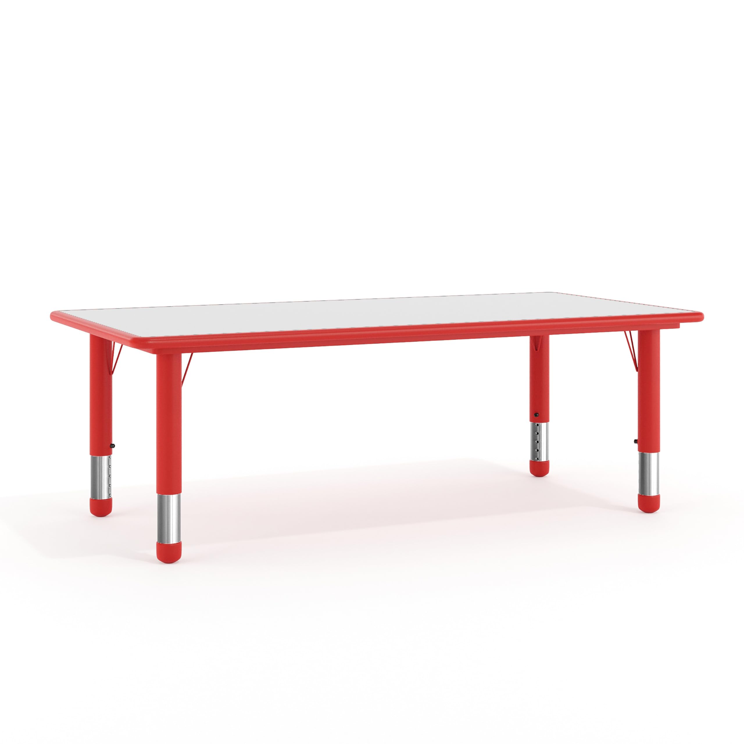 Flash Furniture Wren 23.625W x 47.25L Rectangular Red Plastic Height Adjustable Activity Table with Grey Top