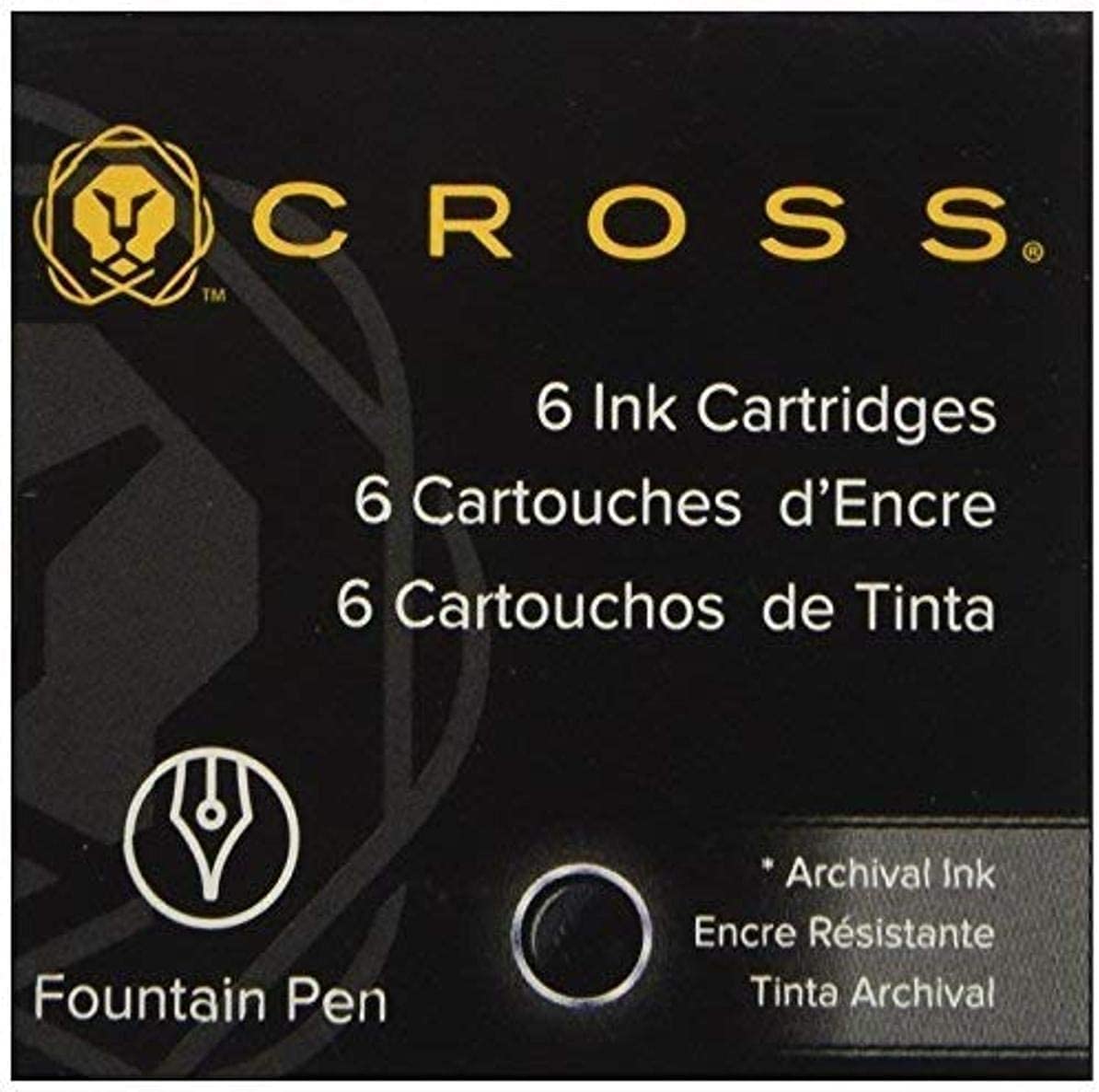 Cross Fountain Pen Ink Cartridge - Black (Six Per Card)