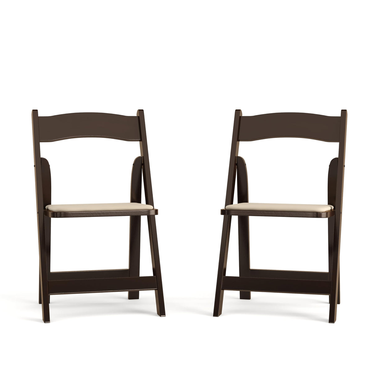 Flash Furniture 2 Pack Hercules Series Fruitwood Wood Folding Chair With Vinyl Padded Seat