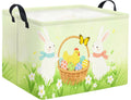 HIYAGON Rectangular Easter Basket for Kids Baby Easter Basket for Boys and Girls Cute Toy Storage Organizer Bin Box Room Decor(E