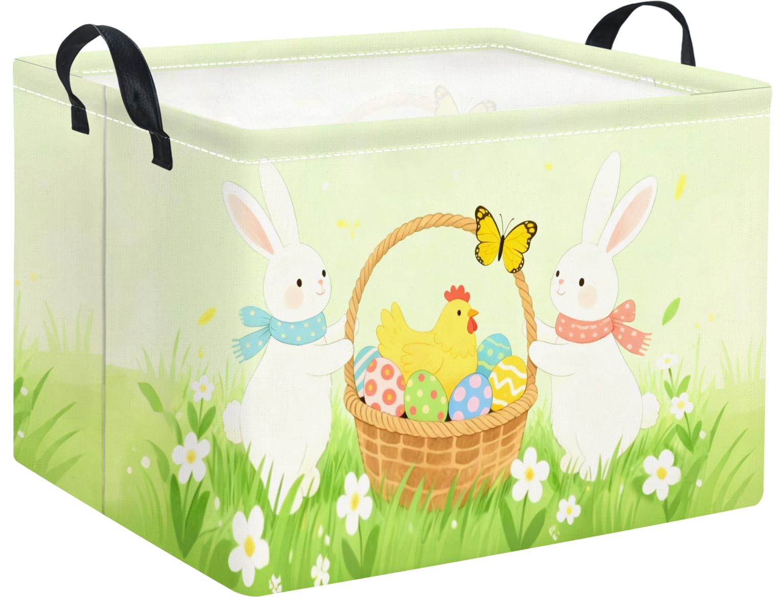 HIYAGON Rectangular Easter Basket for Kids Baby Easter Basket for Boys and Girls Cute Toy Storage Organizer Bin Box Room Decor(E