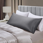Aormenzy Satin Body Pillow Cover Set Of 2, 20X54 Inches Dark Grey Body Pillow Case For Adults, Silky Soft & Cooling Body Pillow