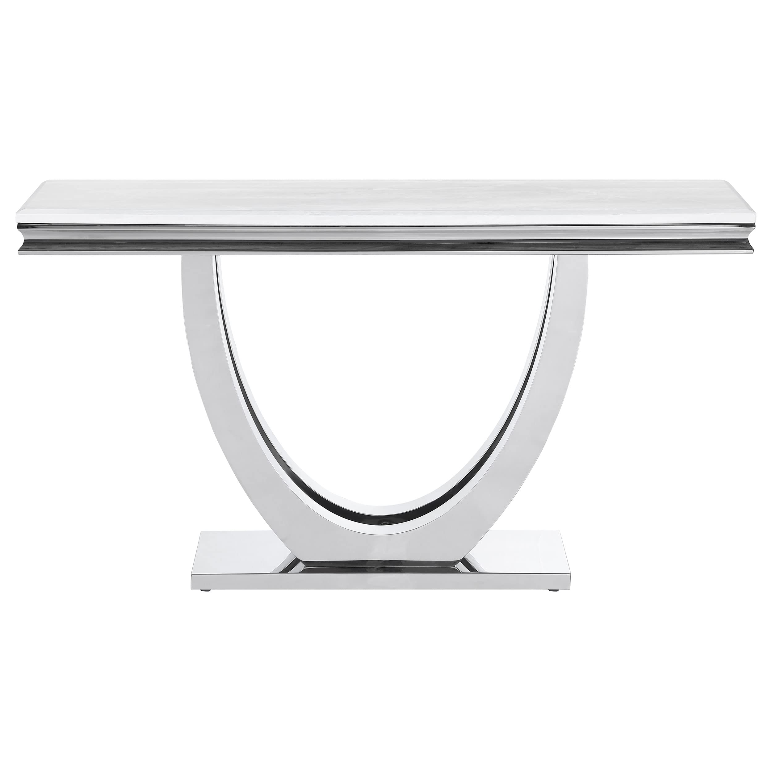 Coaster Home Furnishings Adabella U-Base Rectangle Sofa Table White and Chrome