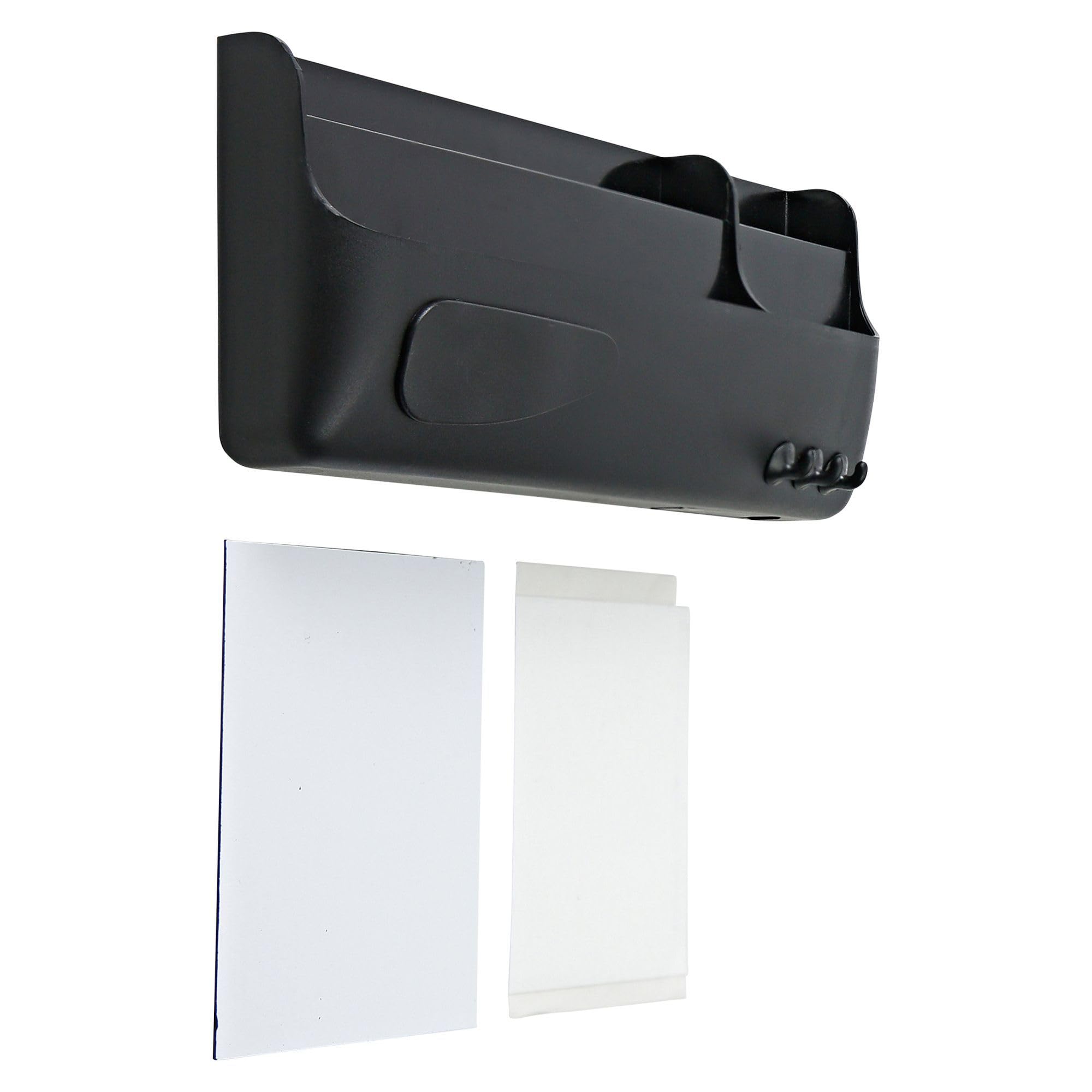 Mastervision Magnetic Dry Erase Marker Storage Holder For Whiteboards, Pens & Accessories Organizer Box, 4 Compartments, Black