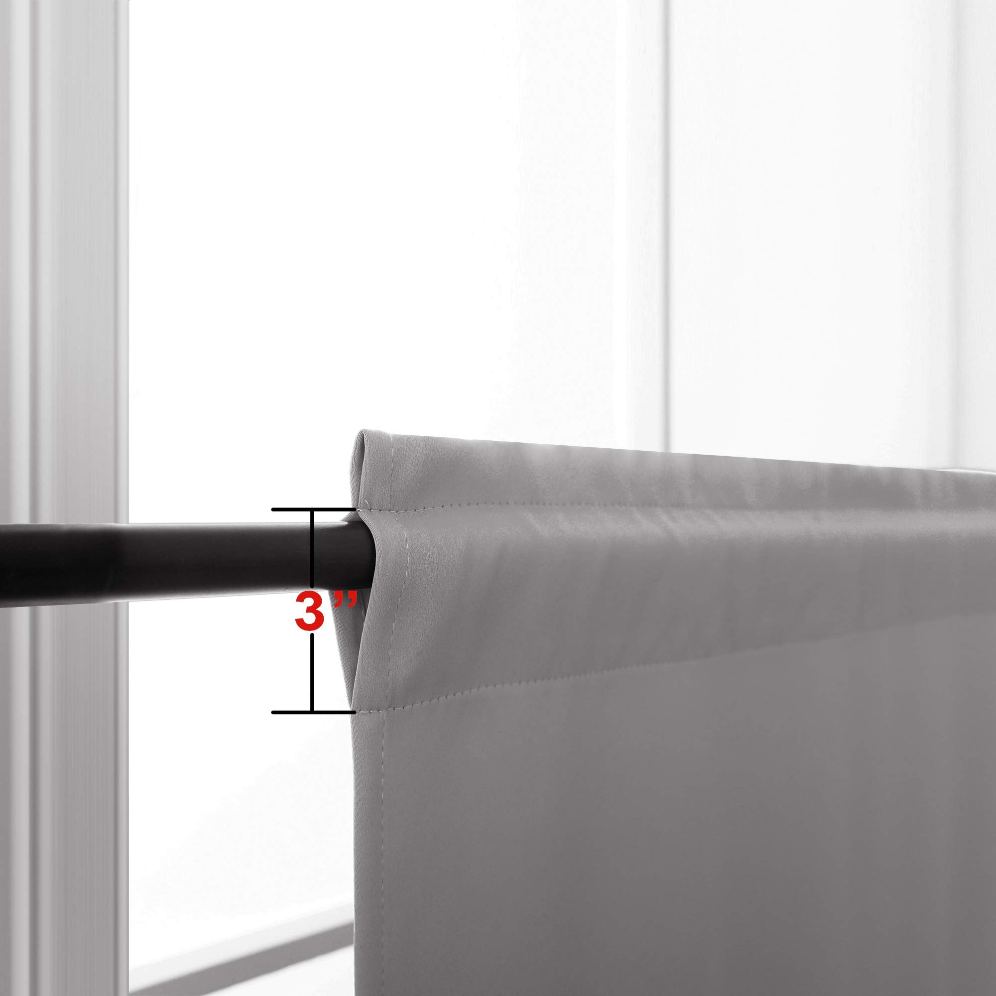Koufall 36 Inch Curtains For Basement Windows 2 Packs Blackout Light Blocking Small Half Medium Gray Short Curtains For Bedroom Bathroom Light Grey 34 By 36 Inches Long