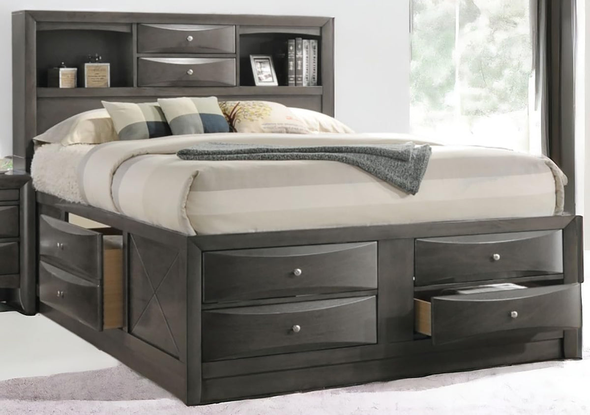 Acme Ireland Queen Wooden Captain's Bed with Storage Drawers in Gray Oak