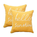 Yicabinet Set Of 2 Soft Soild Decorative Square Throw Pillow Covers Outdoor Patio Pillow Yellow Hello Sunshine Pillow For Sofa B