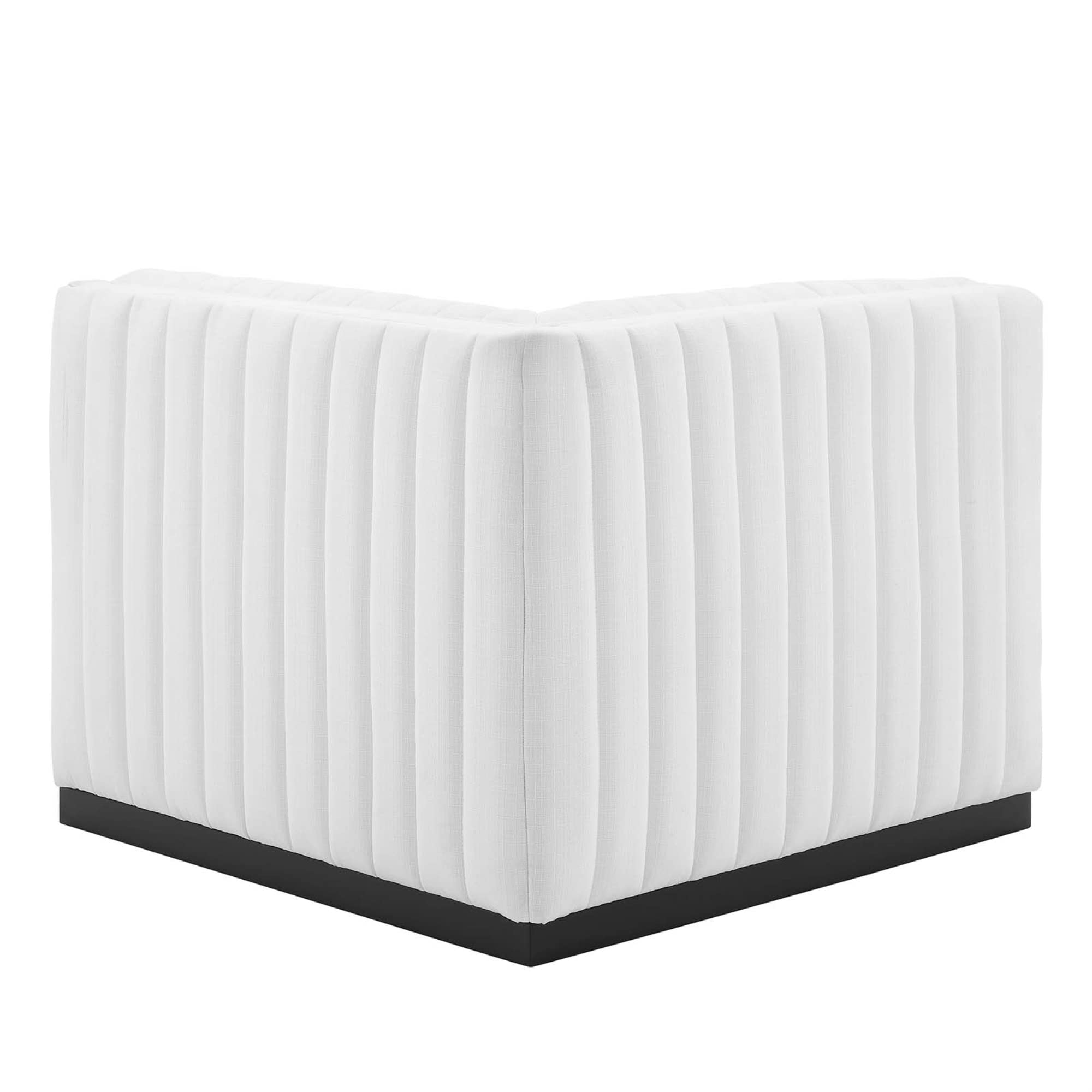 Modway Conjure Modern Channel Tufted Fabric Left Corner Chair In White