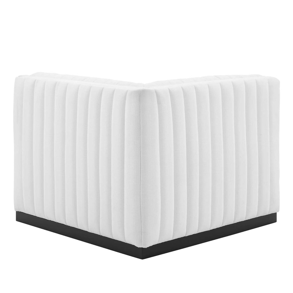 Modway Conjure Modern Channel Tufted Fabric Left Corner Chair In White