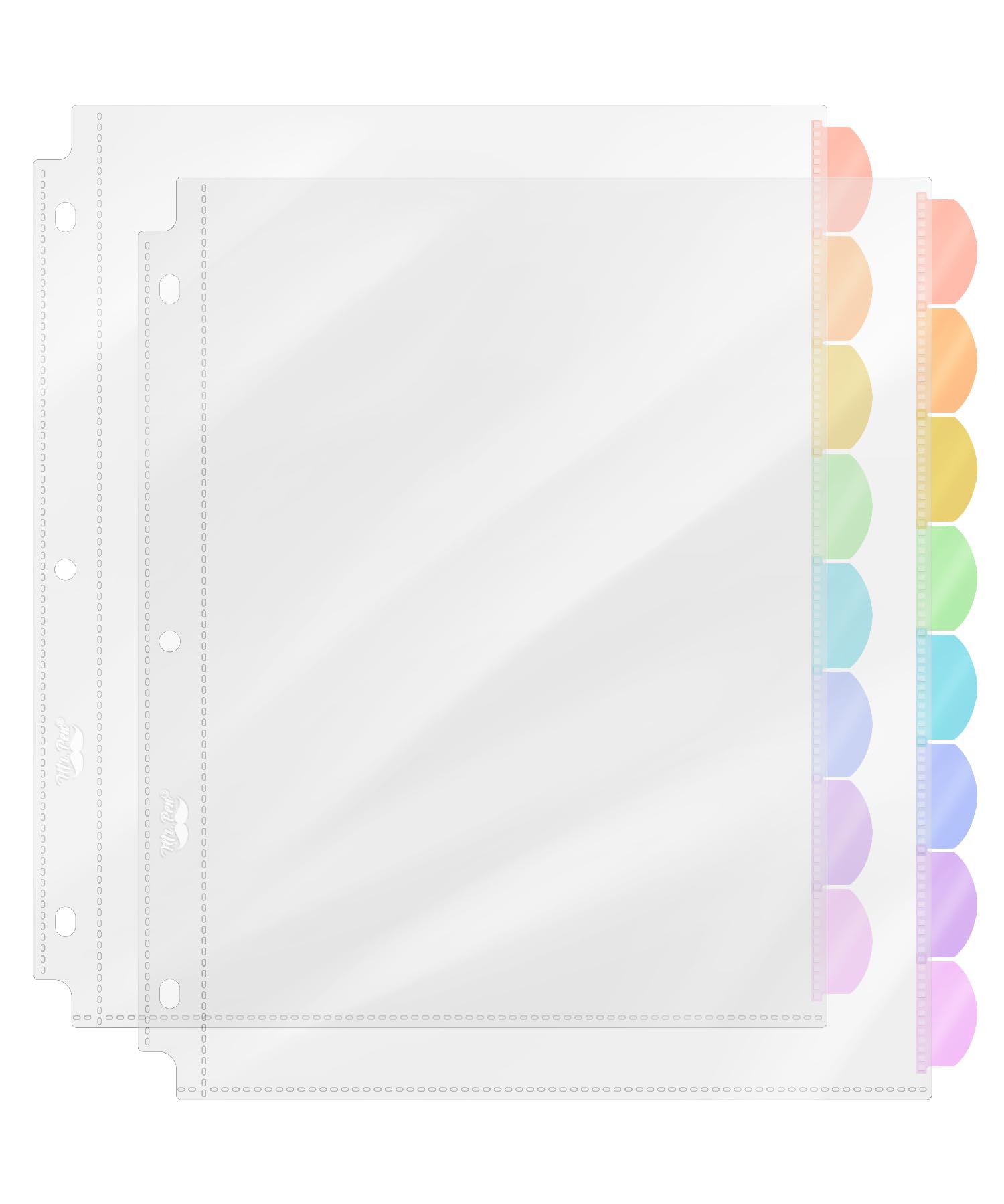 Mr. Pen- Clear Sheet Protectors With Binder Tabs, 8 Tabs, 2 Sets, Pastel, Clear Binder Sheet Protectors, Clear Plastic Dividers