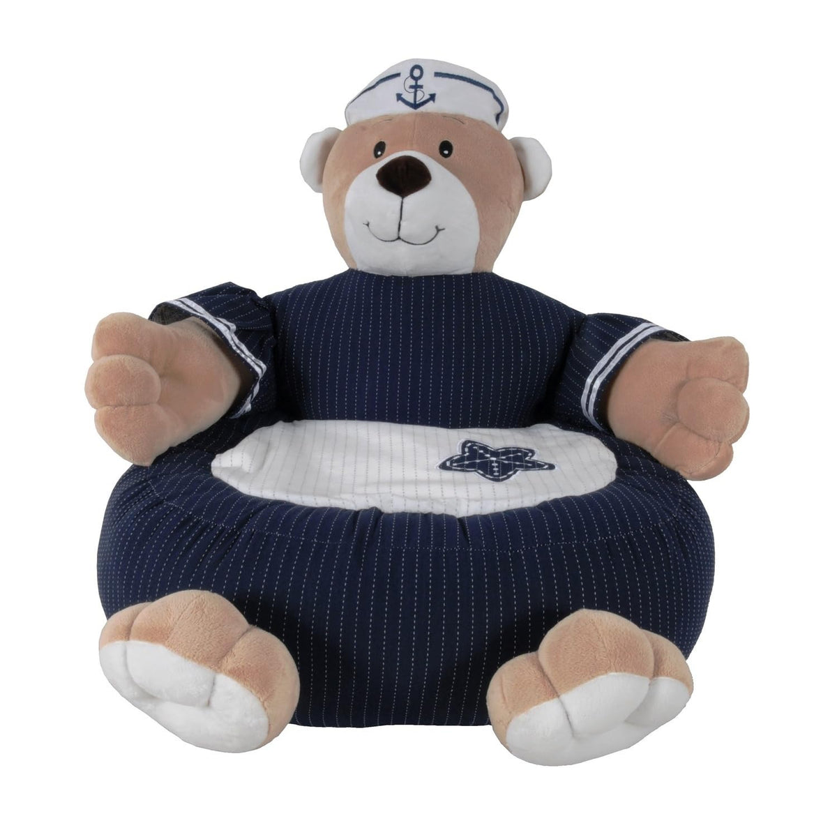 HomeRoots Decor Luxurious Soft Comfortable Bear Chair - 21.65' x 21.65' x 19.68', White & Blue Navy