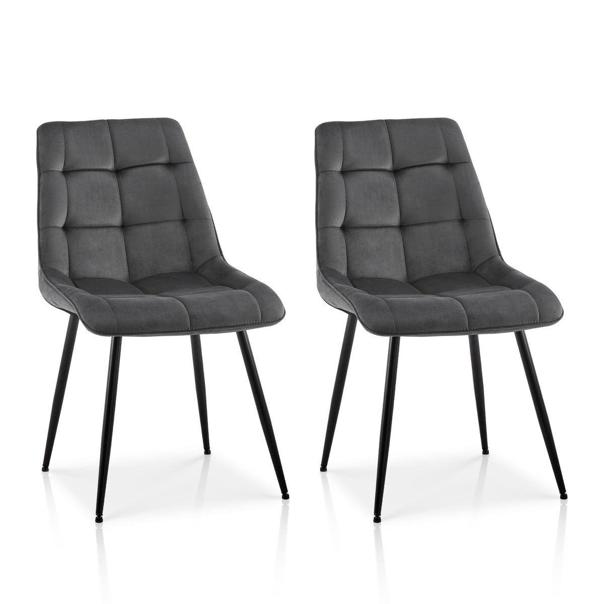 Tukailai Armless Velvet Dining Chairs Set Of 2 Kitchen Chairs, Soft Comfy Upholstered Seat Mid-Century Modern Side Chair Accent Chairs With Backrest Metal Legs Dining Living Room Lounge Chairs Gray