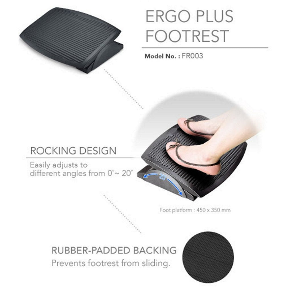 Aidata FR003 Ergo Plus Footrest, Ergonomic Design, Foot Stand Stool Rest, Adjustable