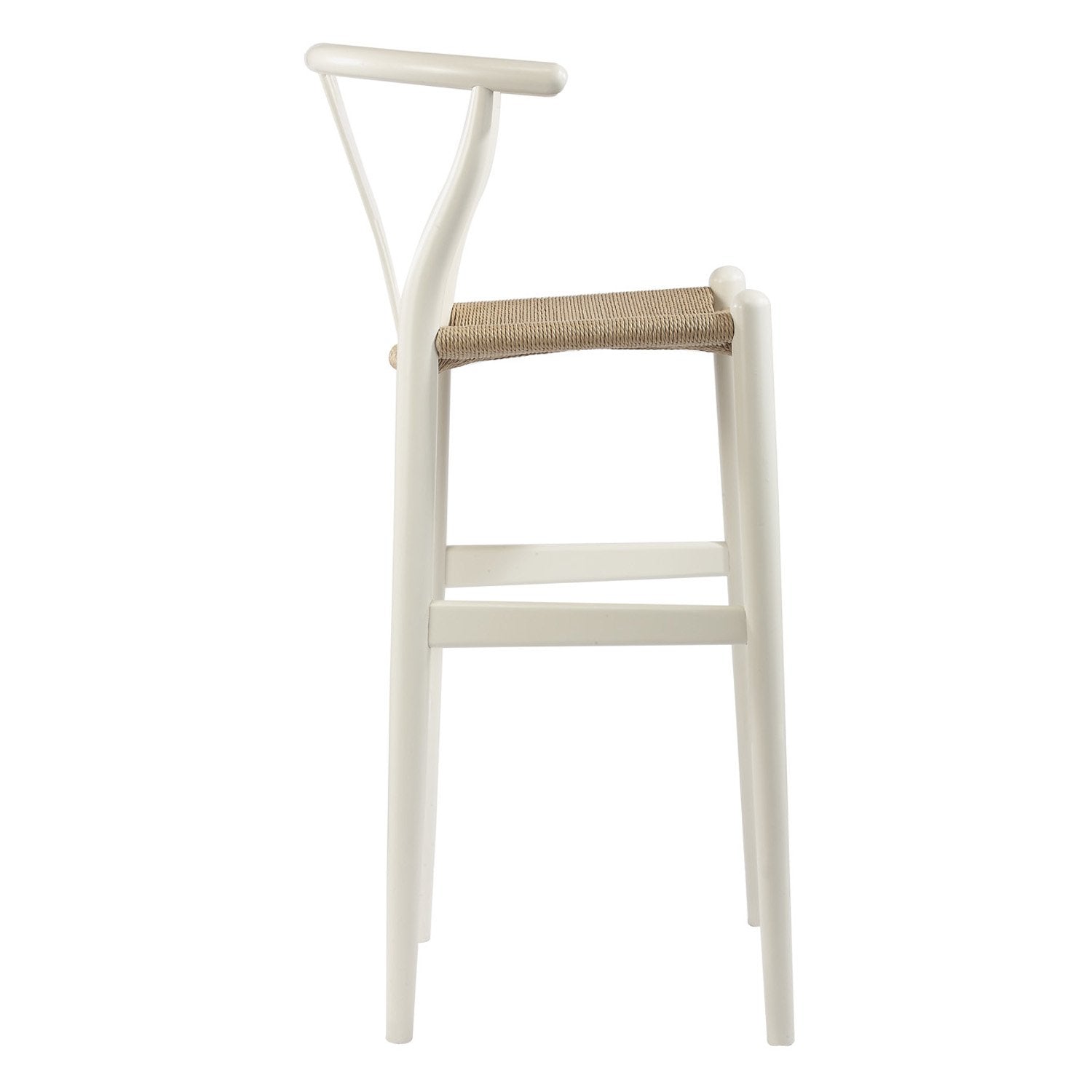 Baxton Studio Mid-Century Modern Wishbone Wood-Y Stool, 19.5' x 18' x 40.75', White