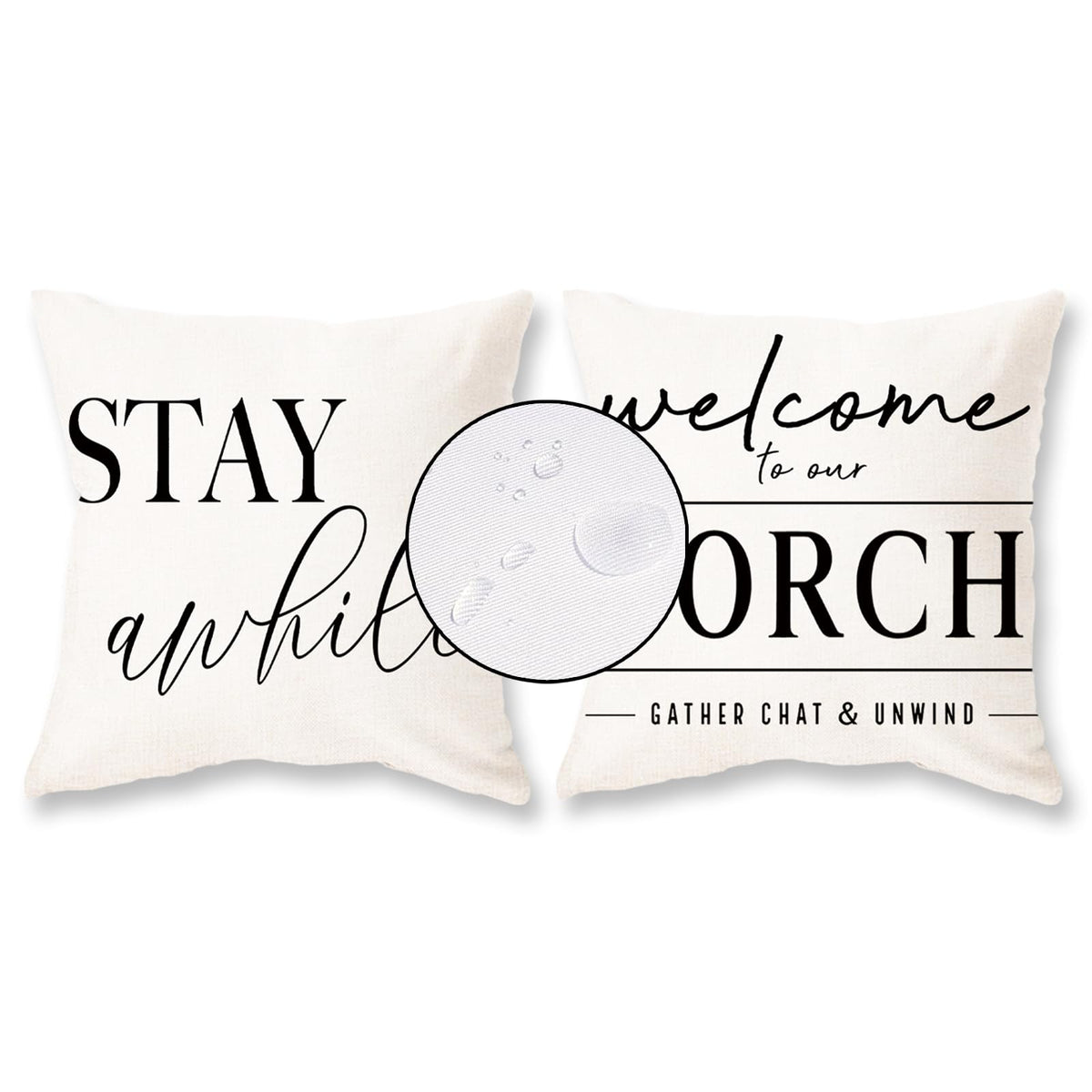 Tajwe Outdoor Pillow Covers Waterproof 16X16 Set Of 2 Welcome To Our Porch Stay Awhile Cushion Cases For Patio Furniture Sofa Co