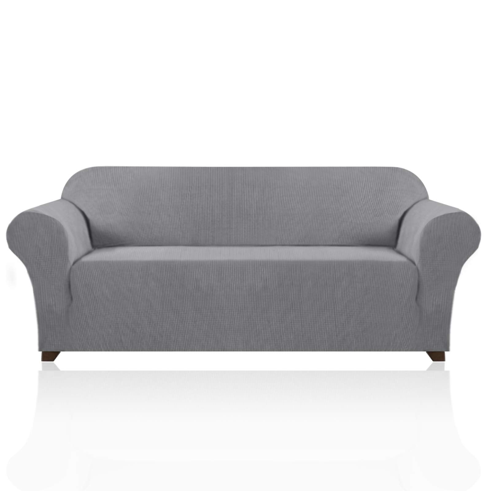 Princedeco Stretch Sofa Cover Slipcover Couch Covers For 3 Cushion Couch Furniture Protector Sofa Covers With Non Slip Elastic Bottom Dogs Pet Friendly Fitted (Sofa, Dove)