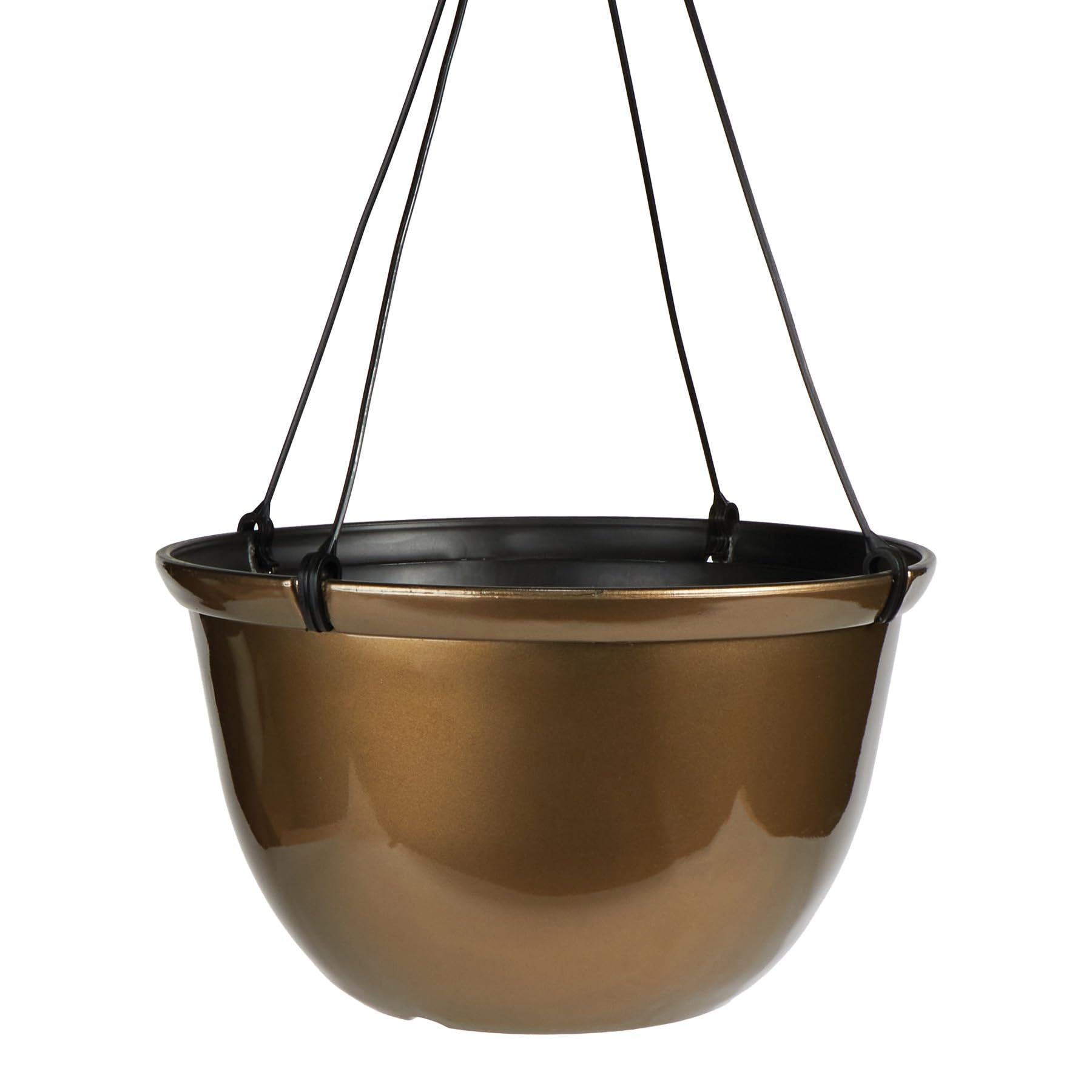 The Hc Companies 11 Inch Hanging Metallic Planter - Round Hanging Basket For Indoor Outdoor Plants, Bronze