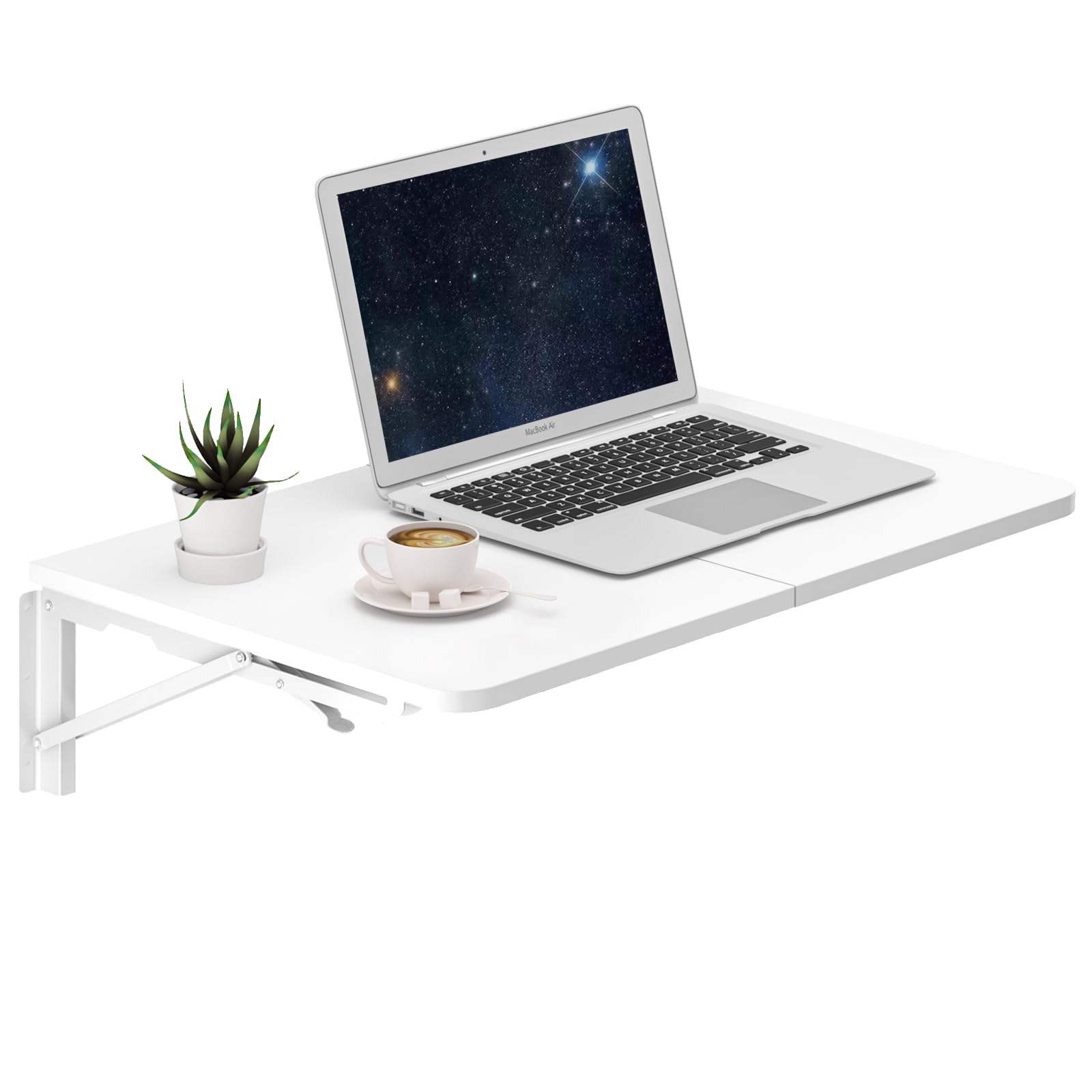 Teamix Wall Mounted Folding Table, Floating Desk For Small Spaces Laundry Shelf With Heavy Duty Brackets Floating Desk For Garage, Utility Room, Kitchen, Laundry Room