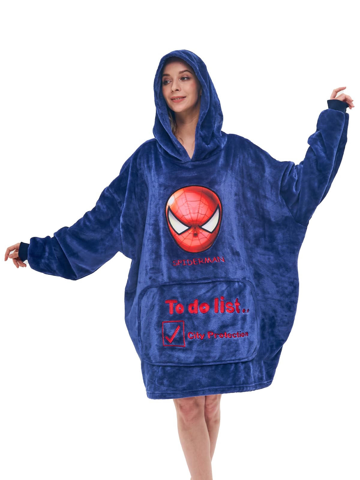 Newcosplay Wearable Blanket Hoodie Plush Cozy Oversized Sweatshirt With Pocket For Adult (Blue, Adult)