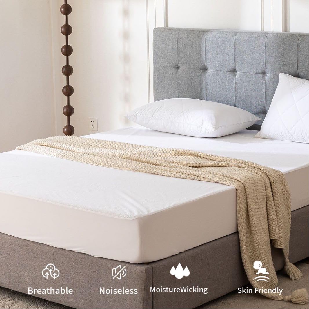 Flippeddream Terry Twin Xl Size 100% Waterproof Mattress Protector - Absorbent, Noiseless, And Fitted For 18'' Deep Pockets, Ter