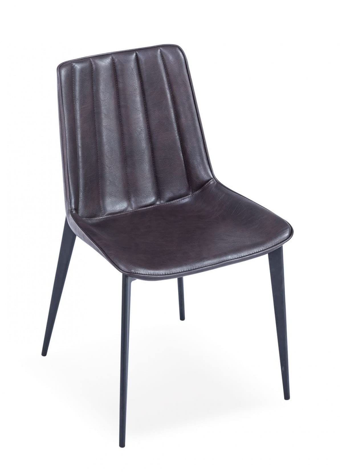 HomeRoots Faux Leather, Metal Set of Two Brown Black Modern Dining Chairs