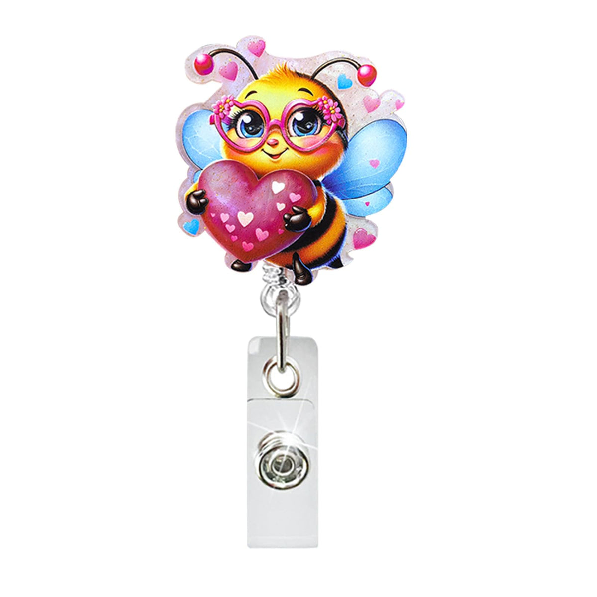 Valentine Heart Bee Badge Reel Nurse Doctor Badge Holder Retractable Valentine Alligator Badge Clip Cute Valentine Badge Reels F