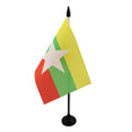 Burma Table Flag 4' X 6' - Myanmar - Burmese Desk Flag 15 X 10 Cm - Black Plastic Stick And Base - Az Flag