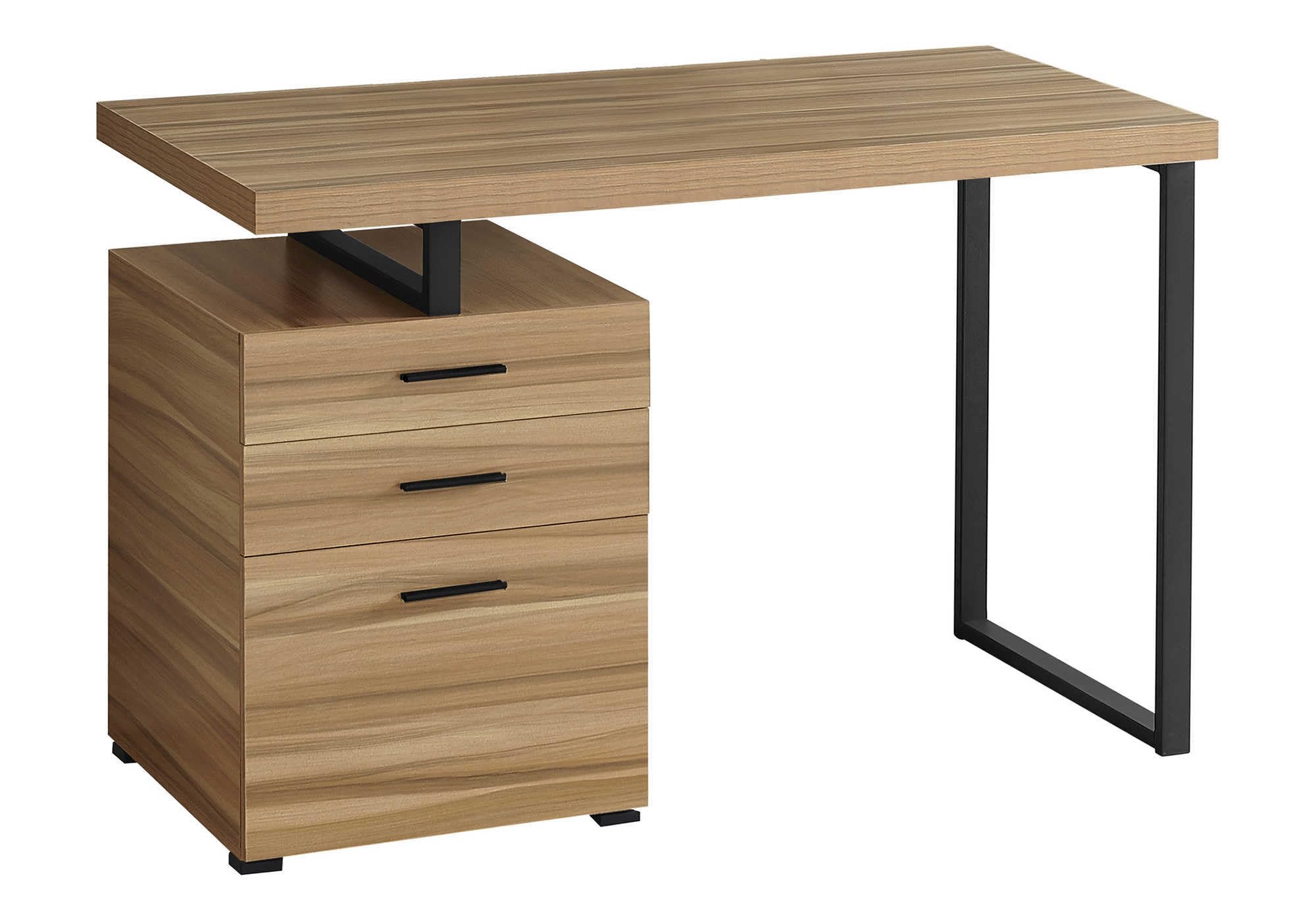 Monarch Specialties I 7642 Computer Desk, Home Office, Laptop, Left, Right Set-up, Storage Drawers, 48' L, Work, Metal, Laminate, Brown, Black, Contemporary